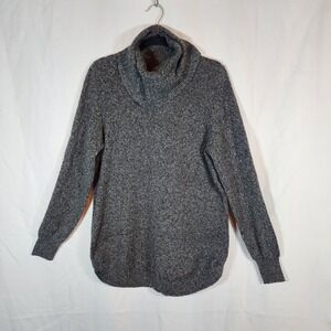 Tahari Gray Cowl Neck Sweater Tunic Top Long Sleeve Pullover Fall Knitwear M